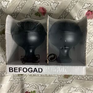 IKEA Black BEFOGAD Curtain Rod Finials
